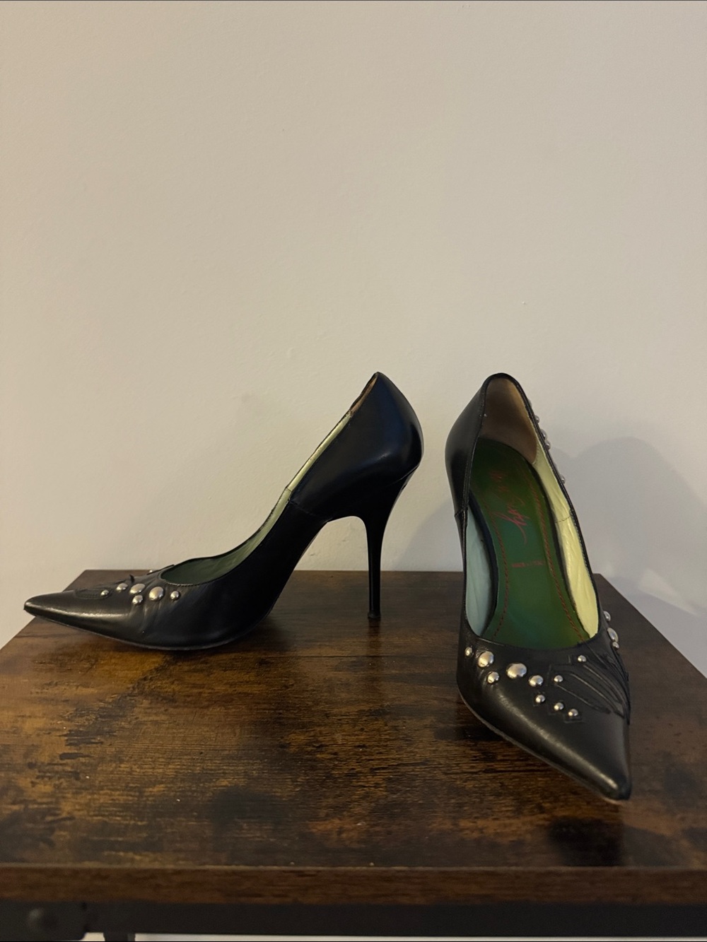 Miss Sixty Black Pointed Toe Studded Pumps - Picture 2 of 6